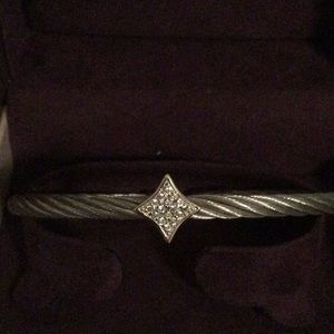 Charriol CableBracelet with Pave White Topaz, EUC
